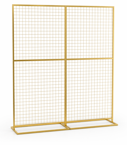 Izgara Tel Panel Standı – Gold Metal Dekoratif Arka Fon