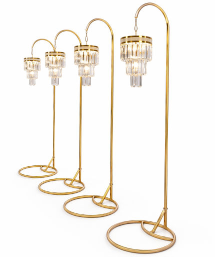 Avize + Metal Ayak Seti – Gold Kristal Taşlı Ayaklı Avize Dekorasyon ve Aydınlatma Ürünü