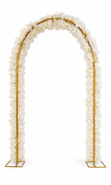 Oval Gelin Yolu – Çiçek Süslemeli Gold Metal Kemer Gelin Yolu Dekoru