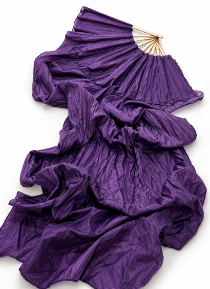 Mor İpek Yelpaze – Tek Renk Şifon Dans Yelpazesi (Kına, Sahne, Oryantal & Gösteri)