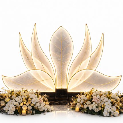 Nilüfer Model Arkafon + Kırmızı Tül – LED Işıklı Dekoratif Sahne Arka Planı & Organizasyon Seti