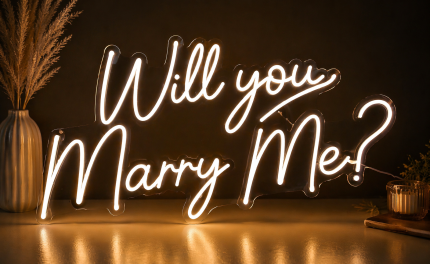 Will You Marry Me Neon Yazı Led Pano 45x75 cm – 3 mm Pleksi Işıklı Evlilik Teklifi Neon Tabela