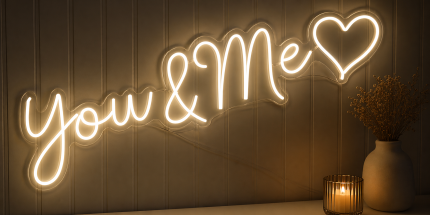You & Me Neon Yazı Led Tabela 45x75 cm – 3 mm Pleksi Işıklı Romantik Dekor Aydınlatma