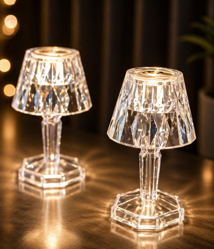 12’li Abajur LED Mum 12 cm – Kristal Görünümlü Pilli Dekoratif LED Lamba Seti