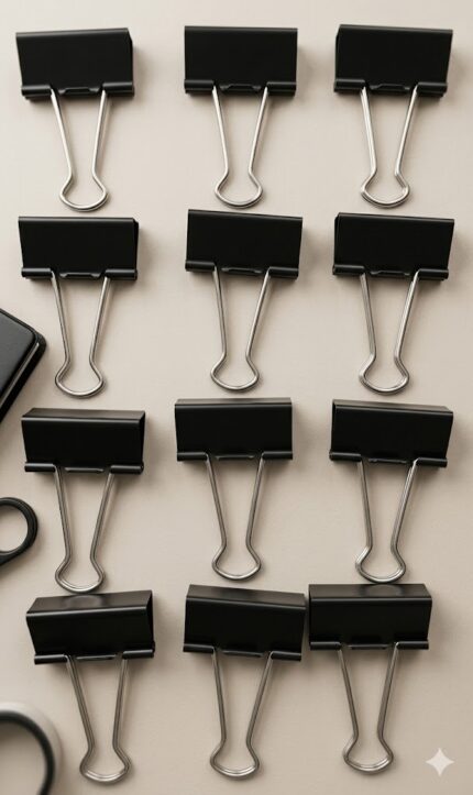 1 Paket 12’li 51 mm Çelik Maşa Mandal – Büyük Boy Siyah Kağıt Tutucu Klips