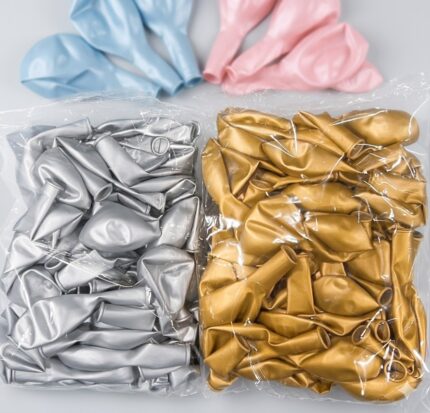 1 Paket 50’li Krom Balon Seti – Gold & Gümüş Metalik Parti Balonları