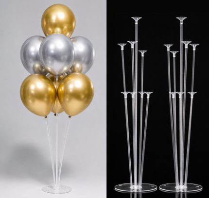 Balon Standı Seti – Şeffaf Balon Tutucu Çubuk Stand (Masa Üstü Balon Standı)