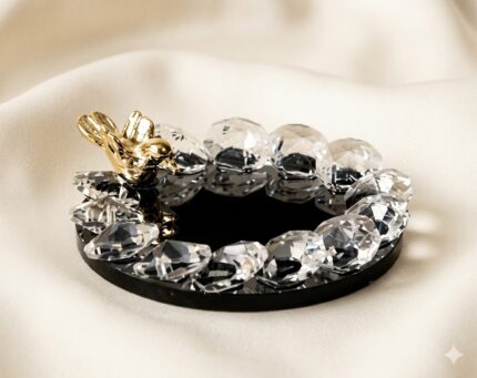 Kuğulu Yüzük Yükseltici – Kristal Taşlı Aynalı Yüzük Standı, Gold Kuş Figürlü Nişan & Söz Yüzük Sunumu