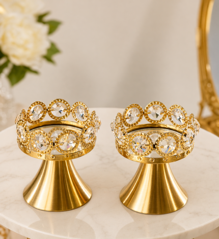 Kupa Model Yüzük Yükseltici – Gold Taşlı Yüzük Standı, Nişan & Söz Yüzük Sunumluk (İkili Set)