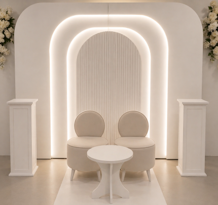 LED Işıklı Kemer Arka Fon Seti – Modern Nişan, Söz ve Düğün Dekor Arka Planı