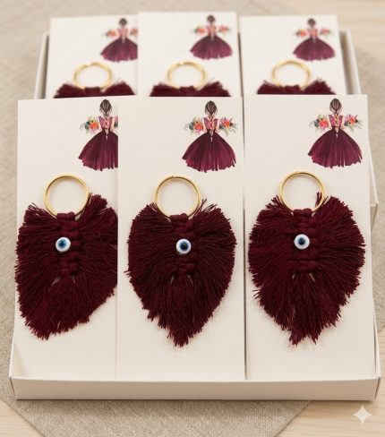 12’li Makrome Anahtarlık – El Yapımı Bohem Anahtarlık Seti, Hediyelik Organizasyon Ürünü