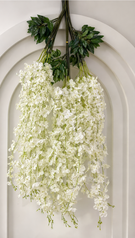 1 Demet 12’li Beyaz Akasya Çiçeği – Dekoratif Yapay Çiçek Buketi, Şık ve Zarif Tasarım