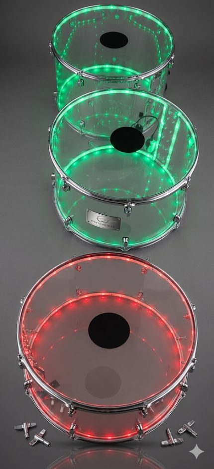 LED Işıklı Şeffaf Davul – Renk Değiştiren Fiber Optik Gösteri Davulu