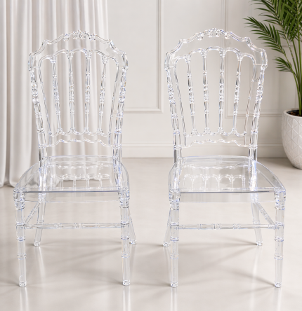 Şeffaf Pleksi Sandalye Takımı – Lüks Kristal Görünümlü Sandalye | Düğün, Nişan ve Organizasyon Sandalyesi