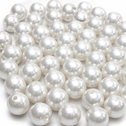İnci Boncuk – Beyaz Yuvarlak Delikli İnci Top Boncuk & Takı / Süsleme Malzemesi